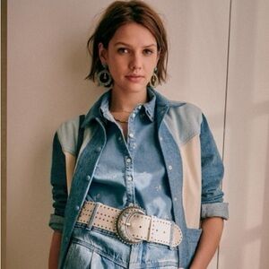 Sezane Will Patchwork Denim Jacket